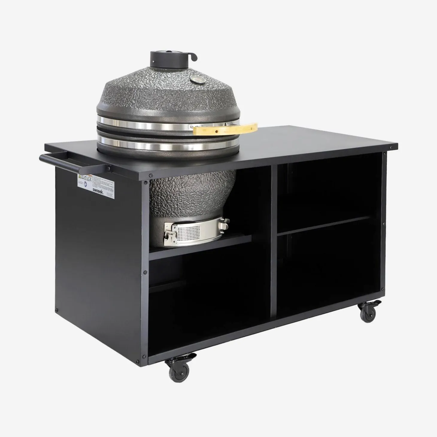Houtskoolbarbecue kamado met serveerkar