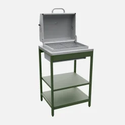Houtskoolbarbecue roestvrij staal verchroomd rooster en 2 planken
