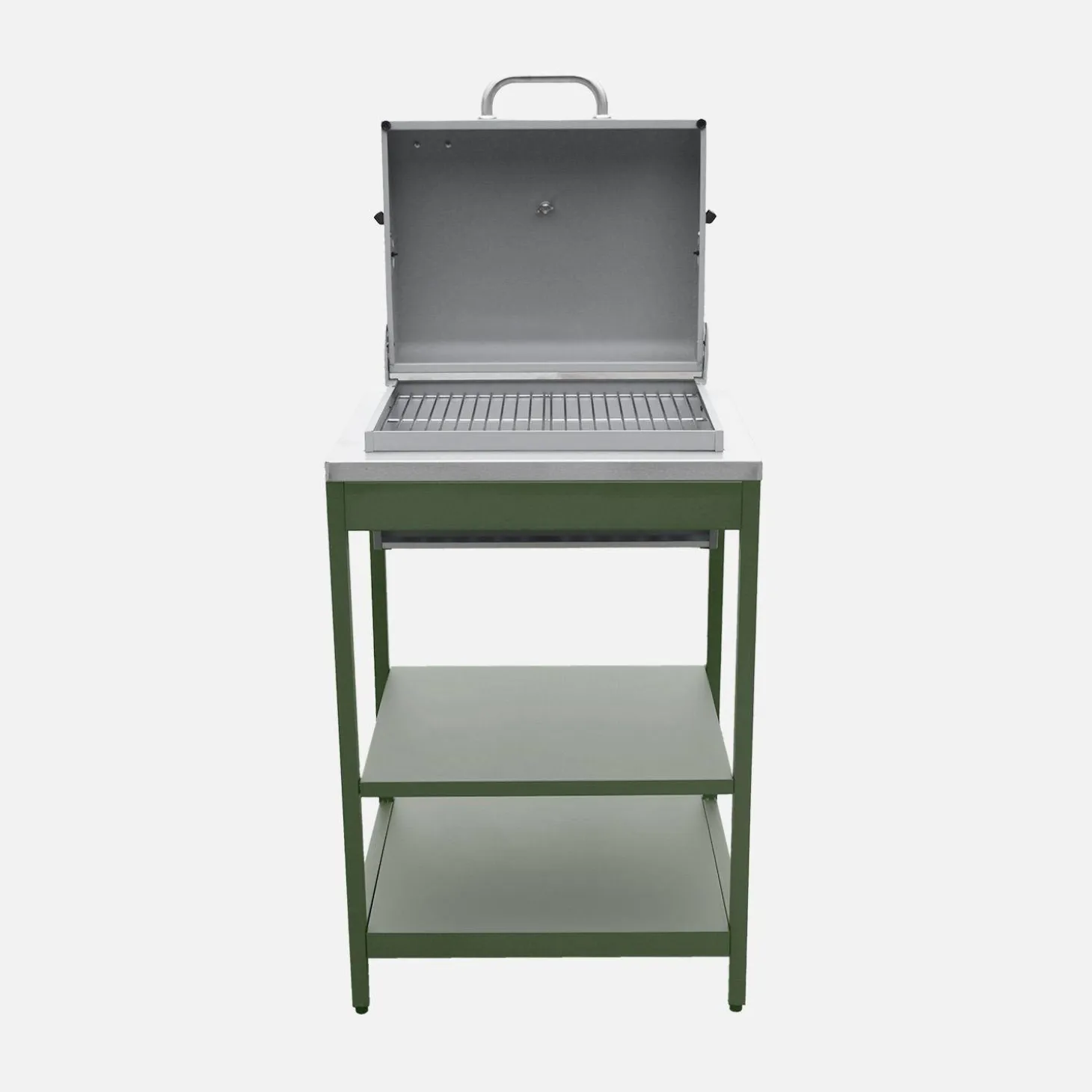 Houtskoolbarbecue roestvrij staal verchroomd rooster en 2 planken