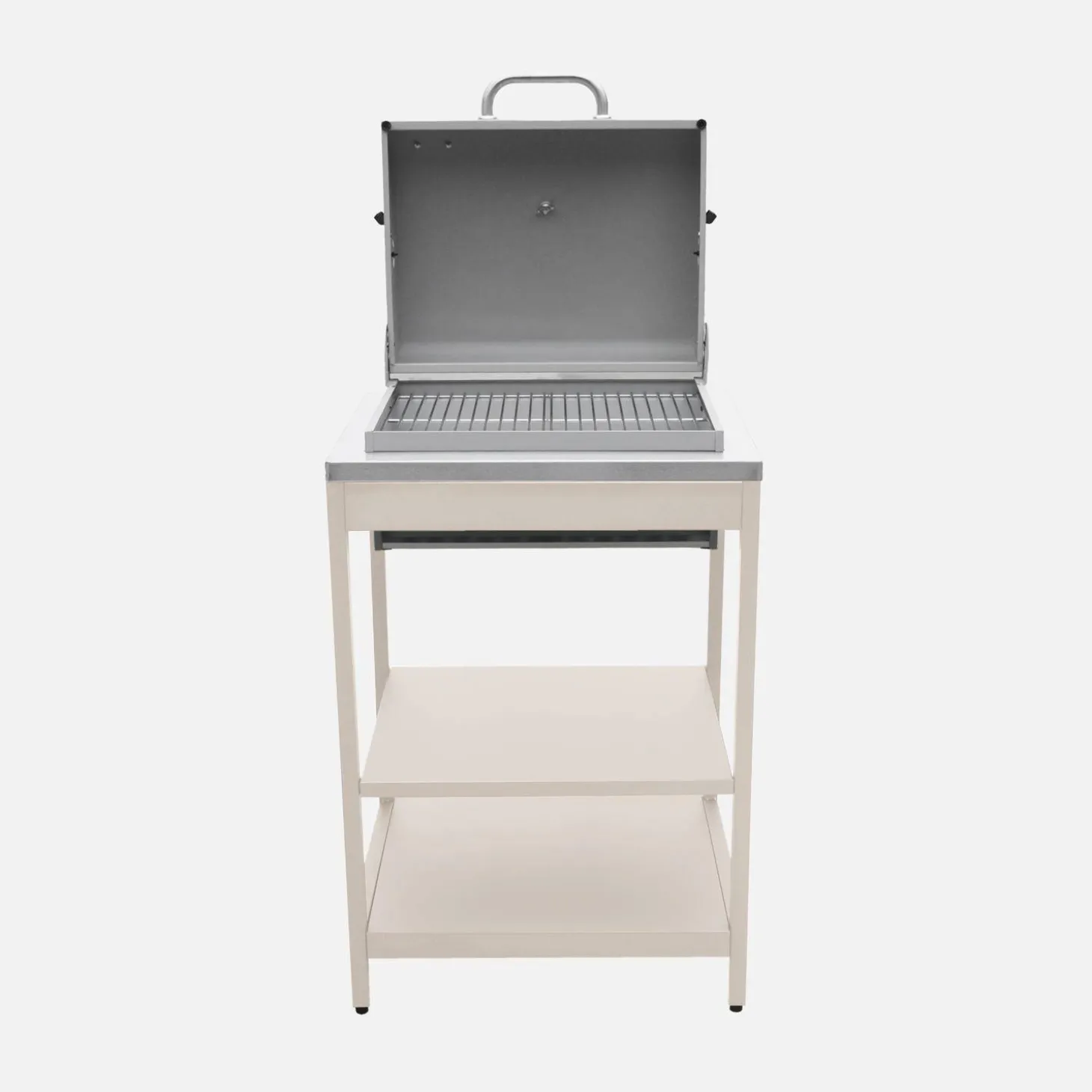 Houtskoolbarbecue roestvrij staal verchroomd rooster en 2 planken