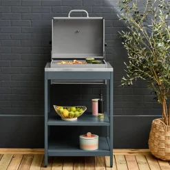 Houtskoolbarbecue roestvrij staal verchroomd rooster en 2 planken