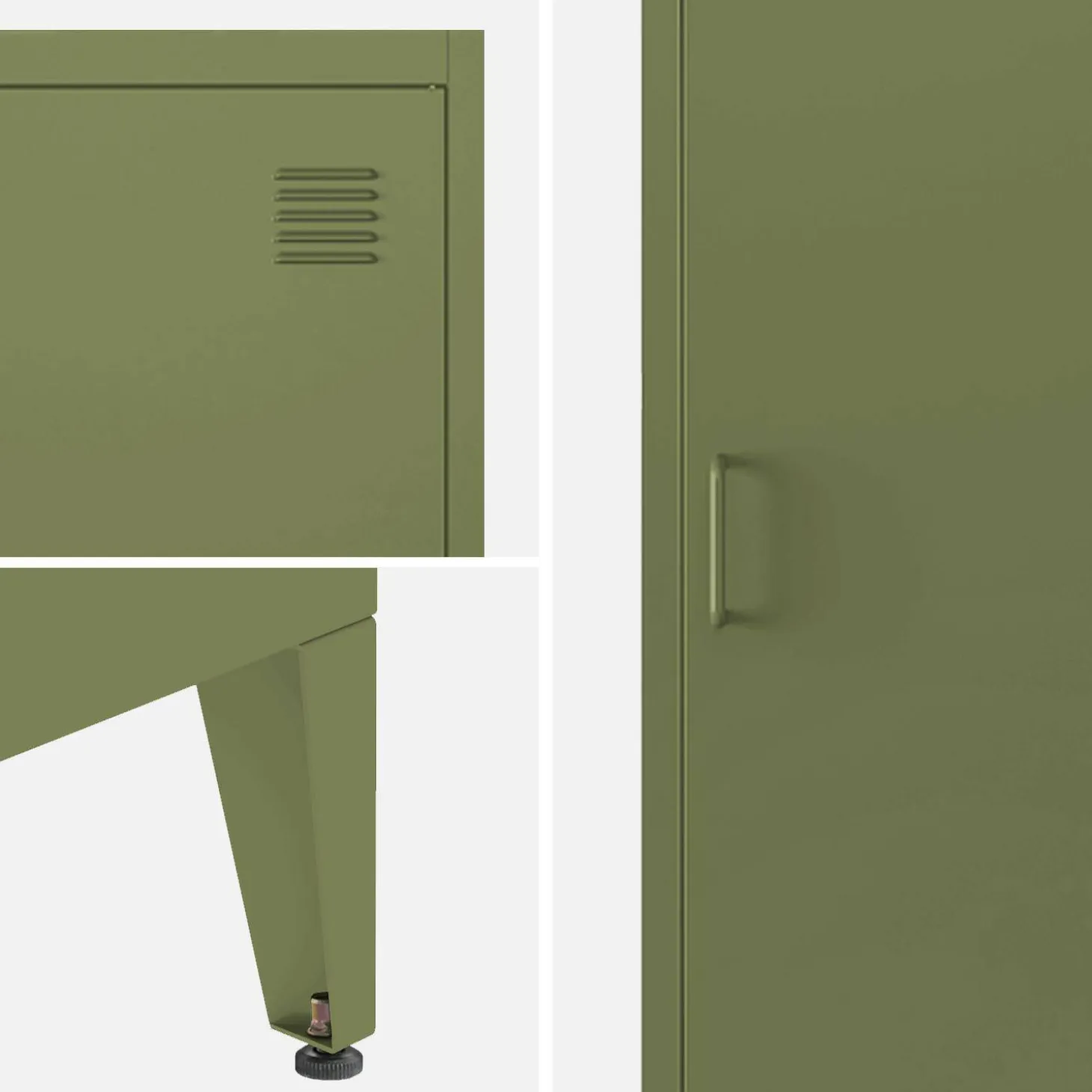 Industriële metalen kast 4 vakken 1 deur (set van 3)