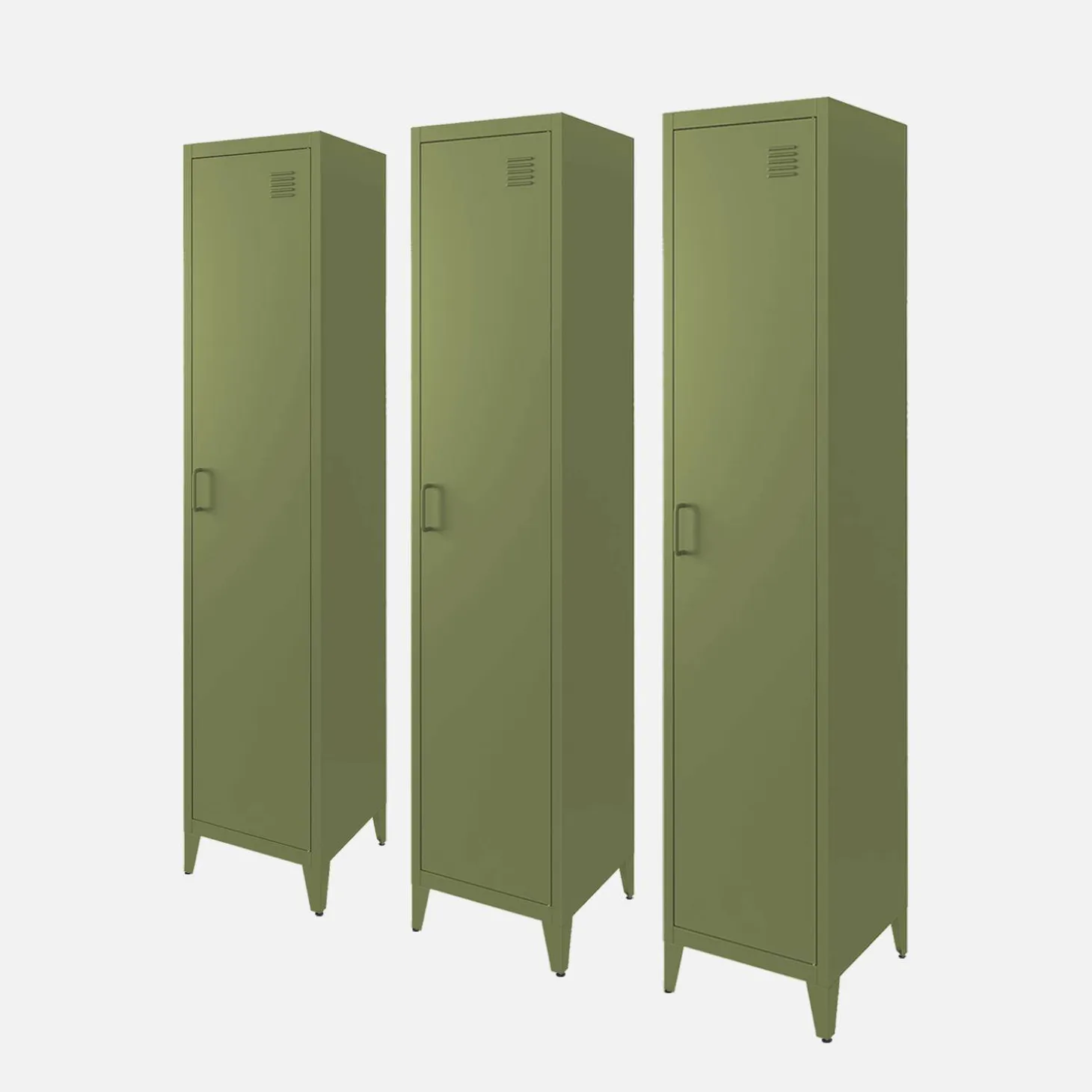 Industriële metalen kast 4 vakken 1 deur (set van 3)