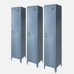 Industriële metalen kast 4 vakken 1 deur (set van 3)