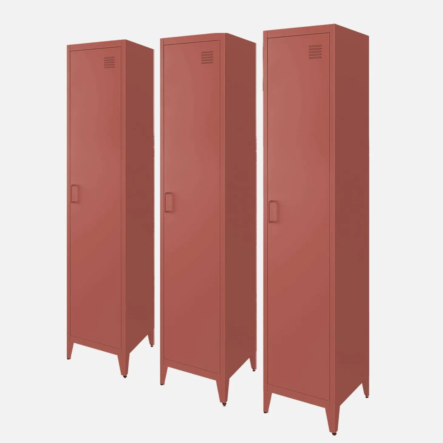 Industriële metalen kast 4 vakken 1 deur (set van 3)
