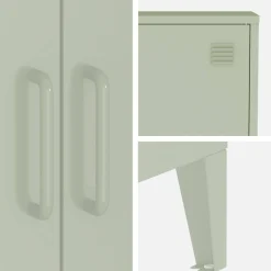 Industriële metalen kast 2 vakken 2 deuren 75cm