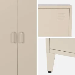 Industriële metalen kast 2 vakken 2 deuren 75cm