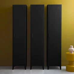 Industriële metalen kast 4 vakken 1 deur (set van 3)