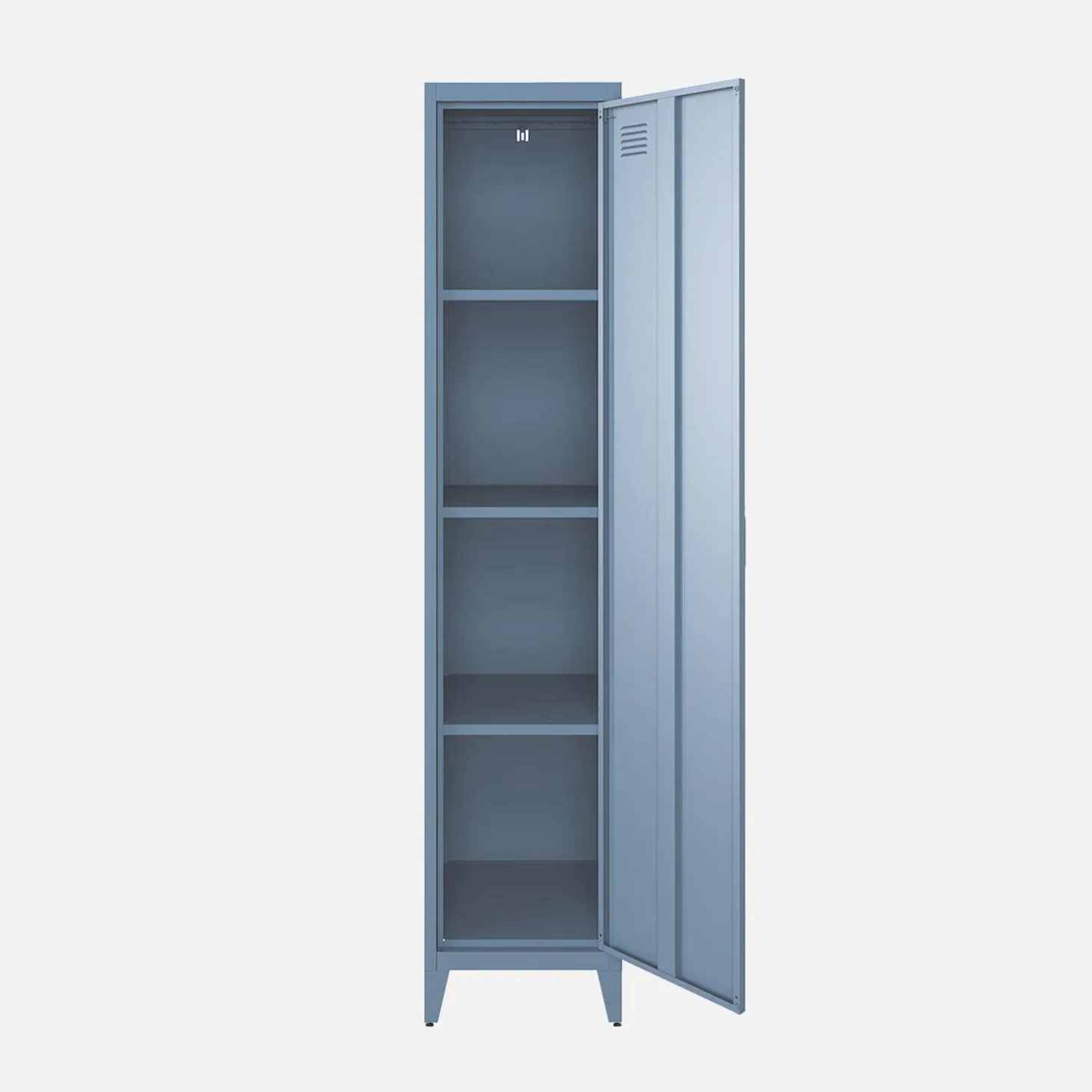 Industriële metalen kast 4 vakken 1 deur 38cm