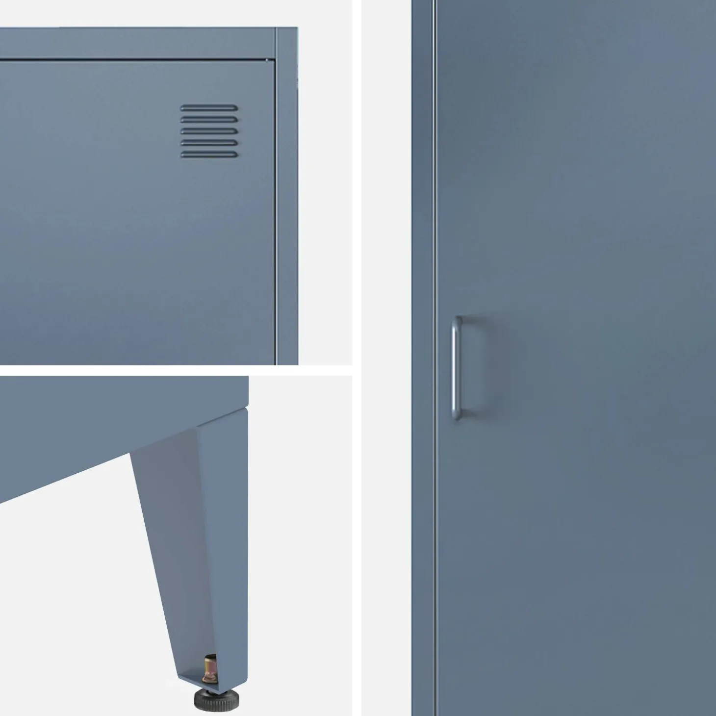 Industriële metalen kast 4 vakken 1 deur 38cm