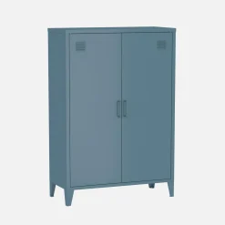 Industriële metalen kast 2 vakken 2 deuren 75cm