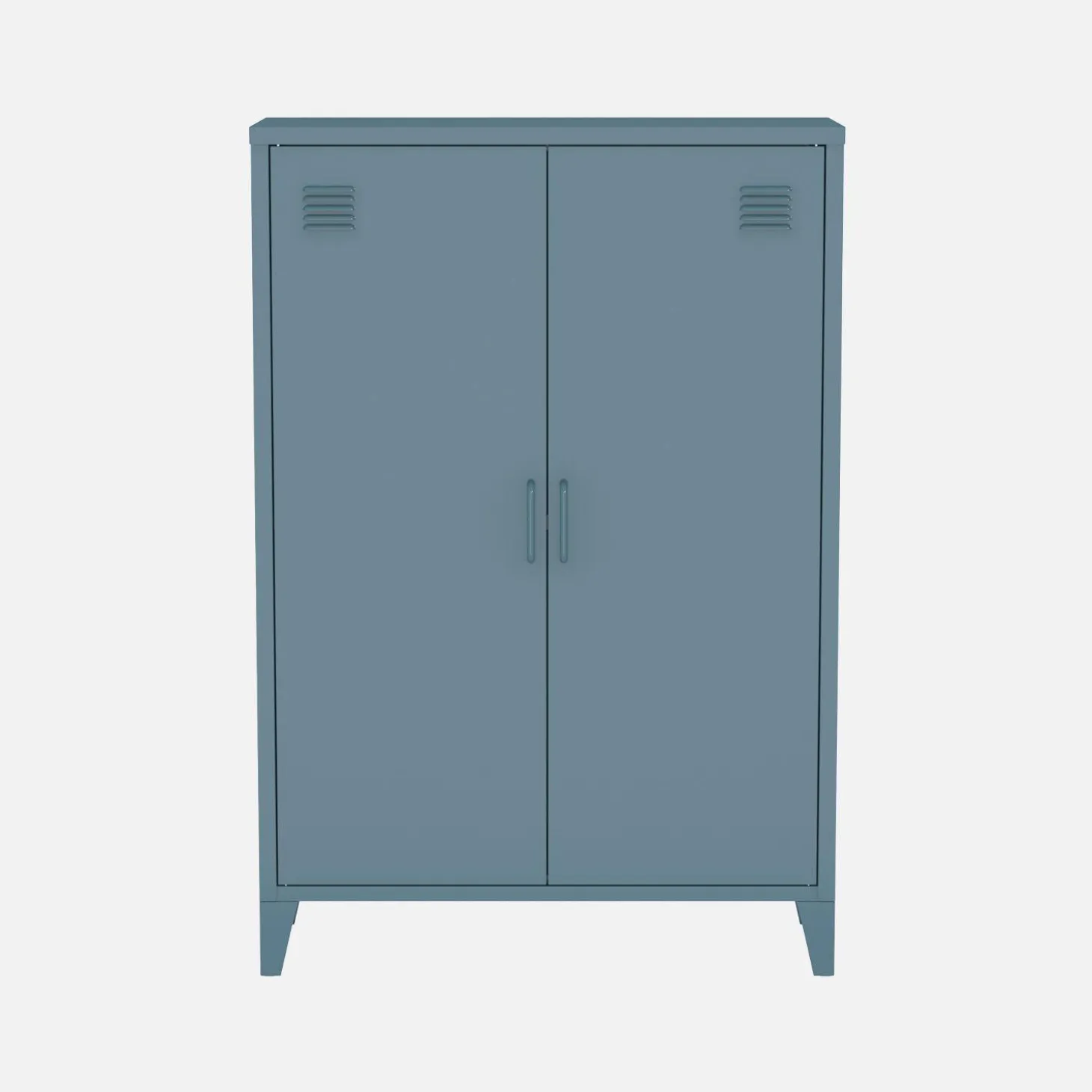 Industriële metalen kast 2 vakken 2 deuren 75cm