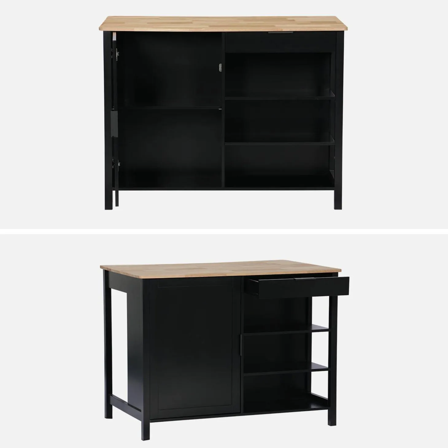 3-in-1 keukeneiland, 5 planken, 1 deur, 1 lade, 120cm