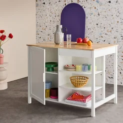 3-in-1 keukeneiland, 5 planken, 1 deur, 1 lade, 120cm