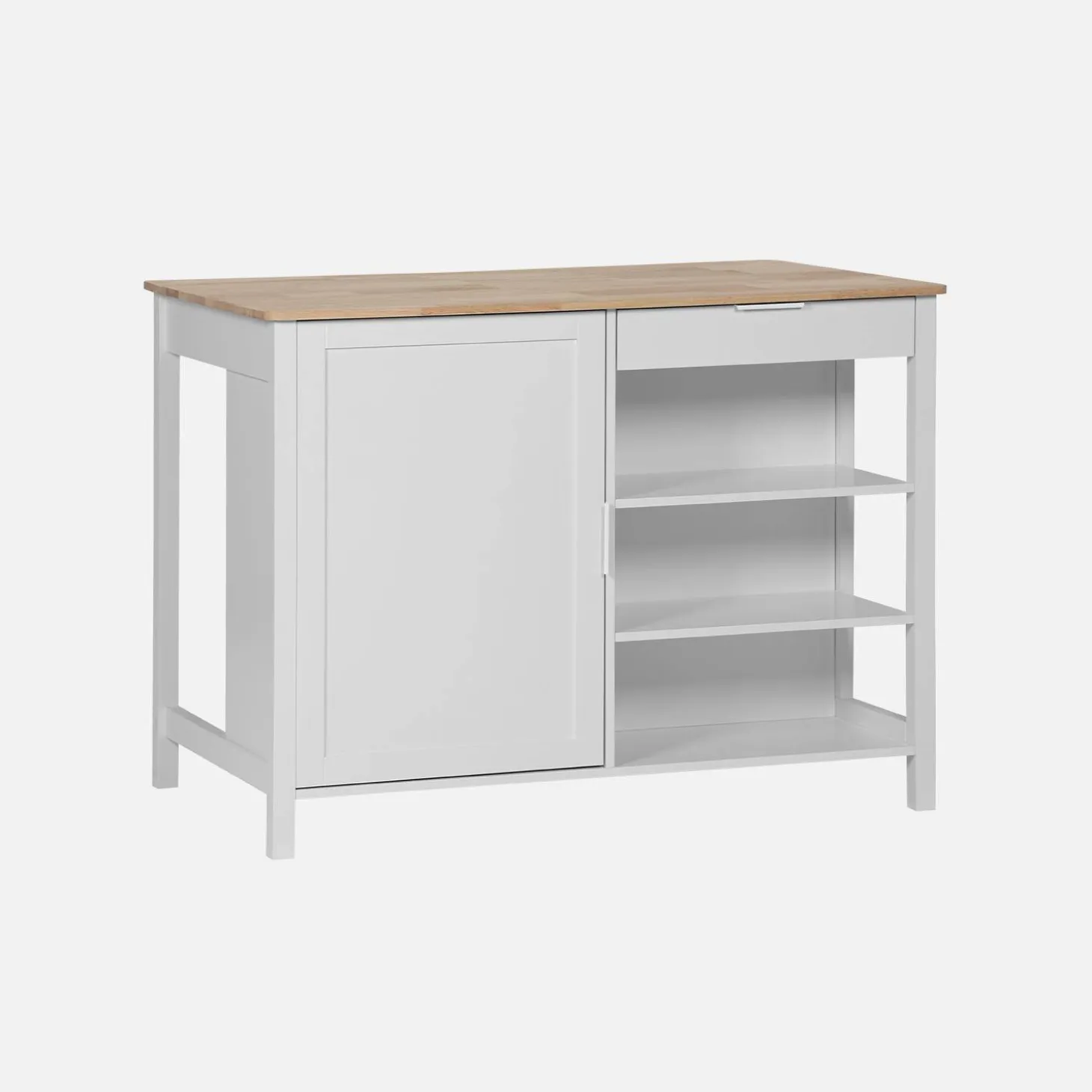 3-in-1 keukeneiland, 5 planken, 1 deur, 1 lade, 120cm