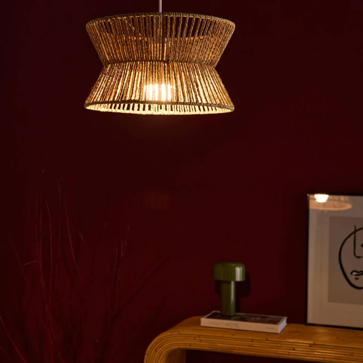 Interieur hanglamp, rotan effect, Ø 35 cm