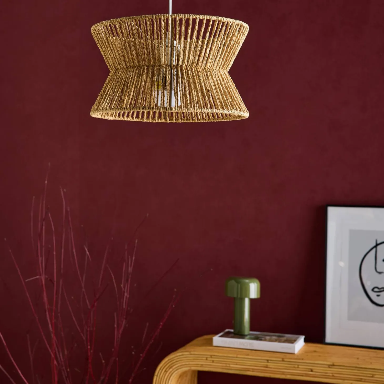 Interieur hanglamp, rotan effect, Ø 35 cm