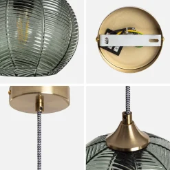 Interieur hanglamp van metaal en glas, Ø 20 cm