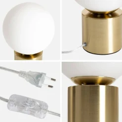 Interieur tafellamp, metaal en glas H 25 cm