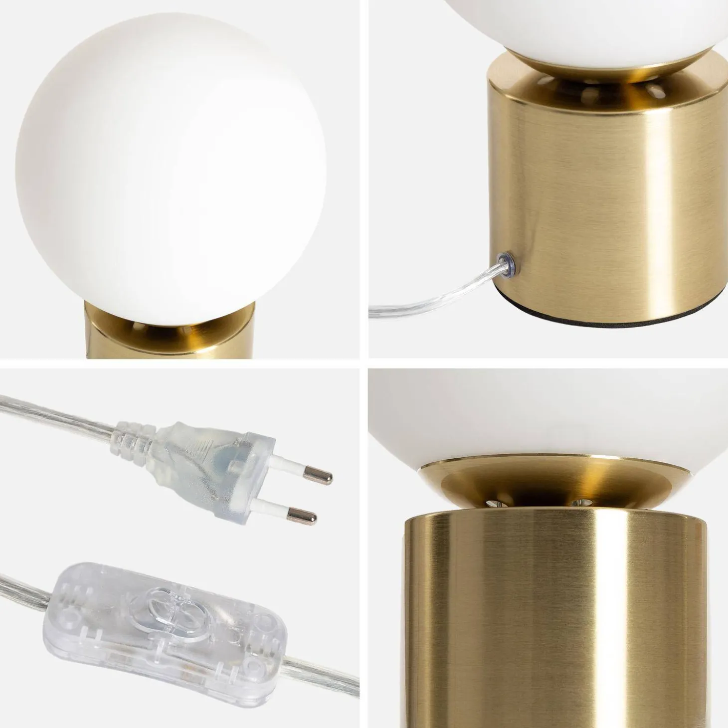 Interieur tafellamp, metaal en glas H 25 cm