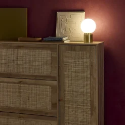 Interieur tafellamp, metaal en glas H 25 cm