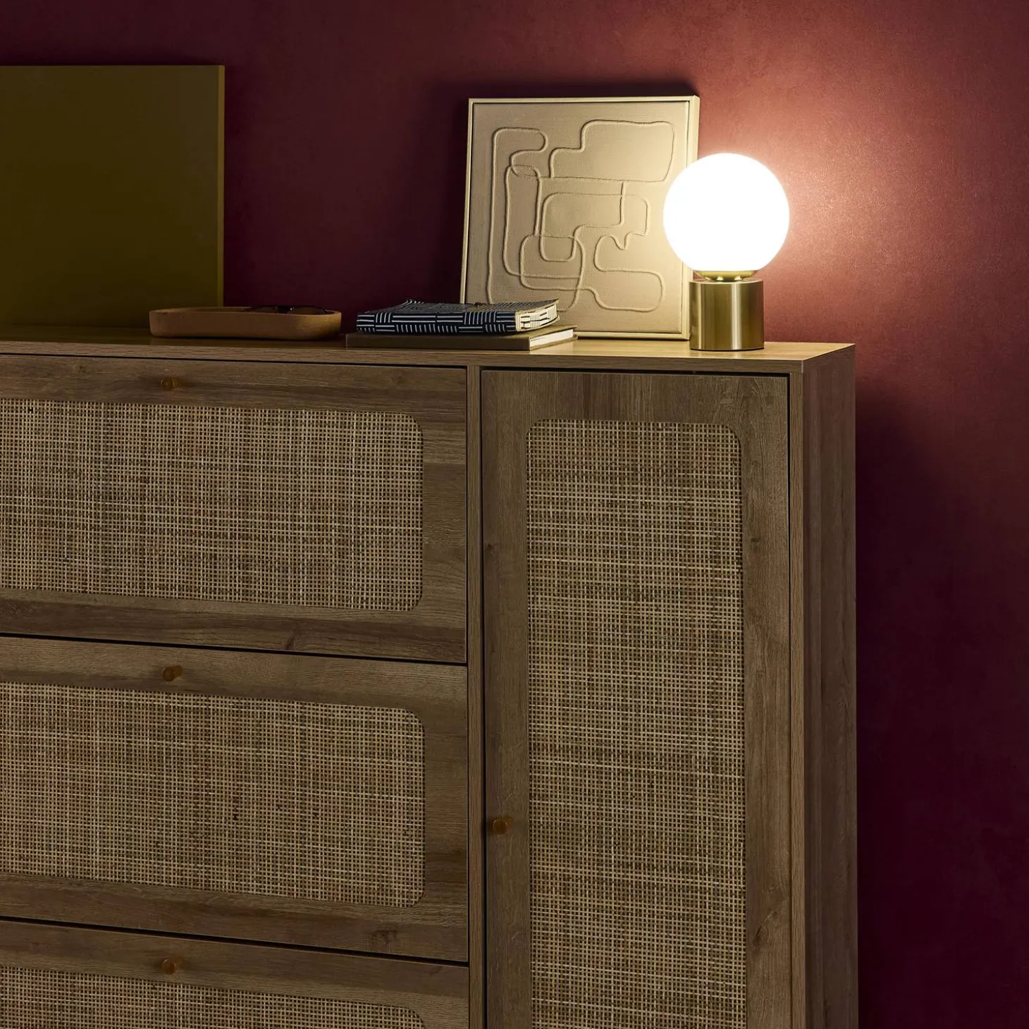 Interieur tafellamp, metaal en glas H 25 cm