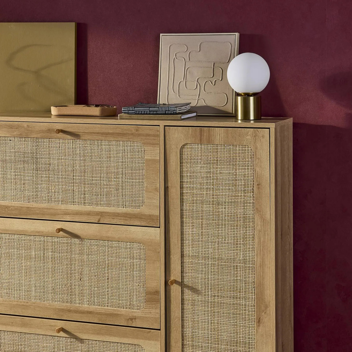 Interieur tafellamp, metaal en glas H 25 cm