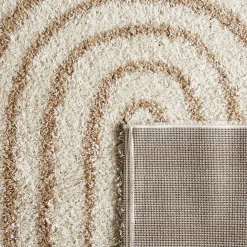 Interieurtapijt, geometrisch regenboog patroon, beige