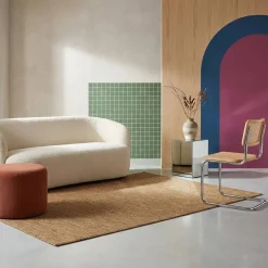 Jute-effect tapijt vloerkleed voor binnen en buiten in karamel