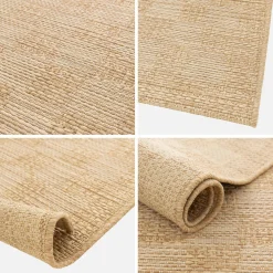 Jute-effect tapijt voor binnen en buiten in natuurlijke kleur met geruit patroon