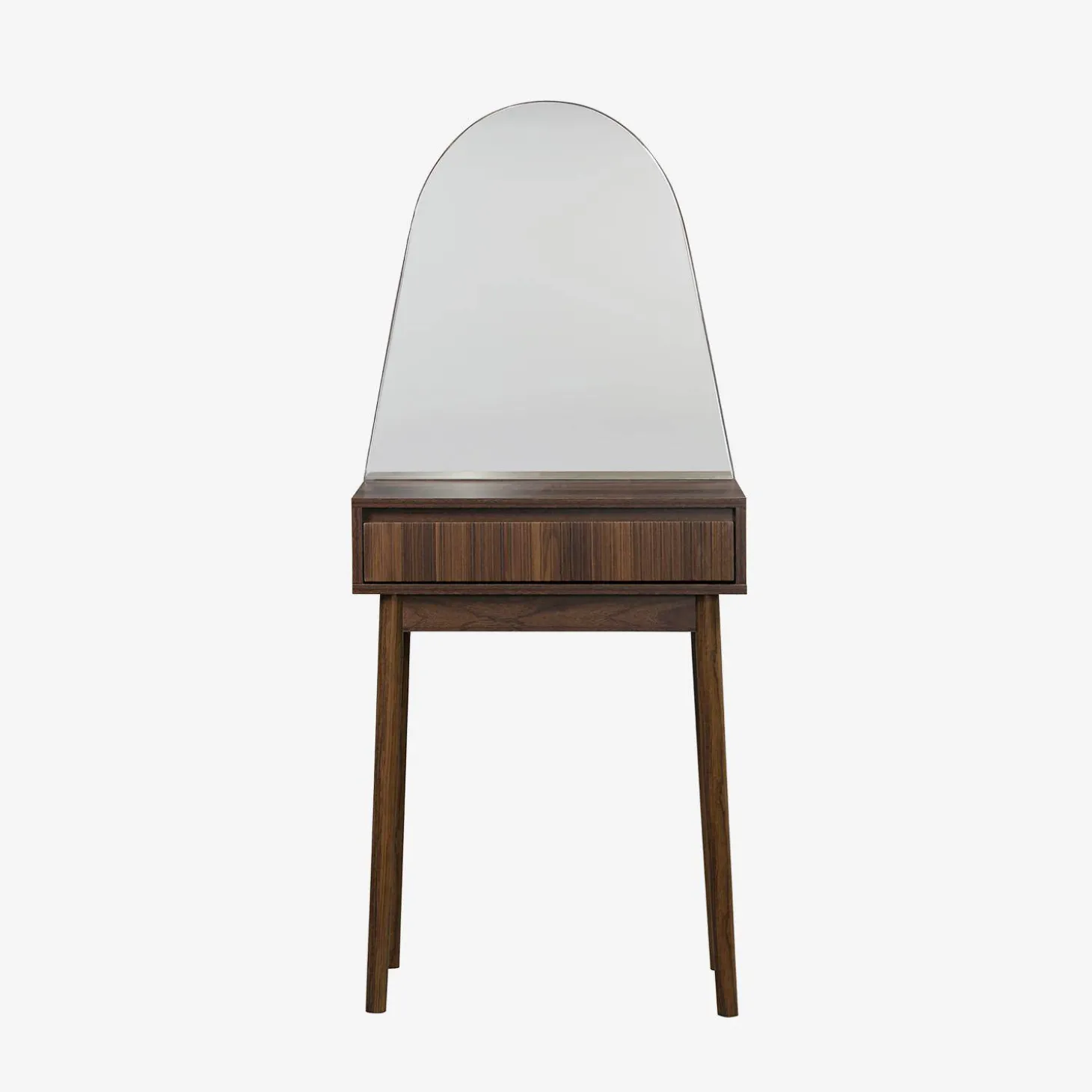Kaptafel met hout decor, ronde spiegel 1 lade 60 cm