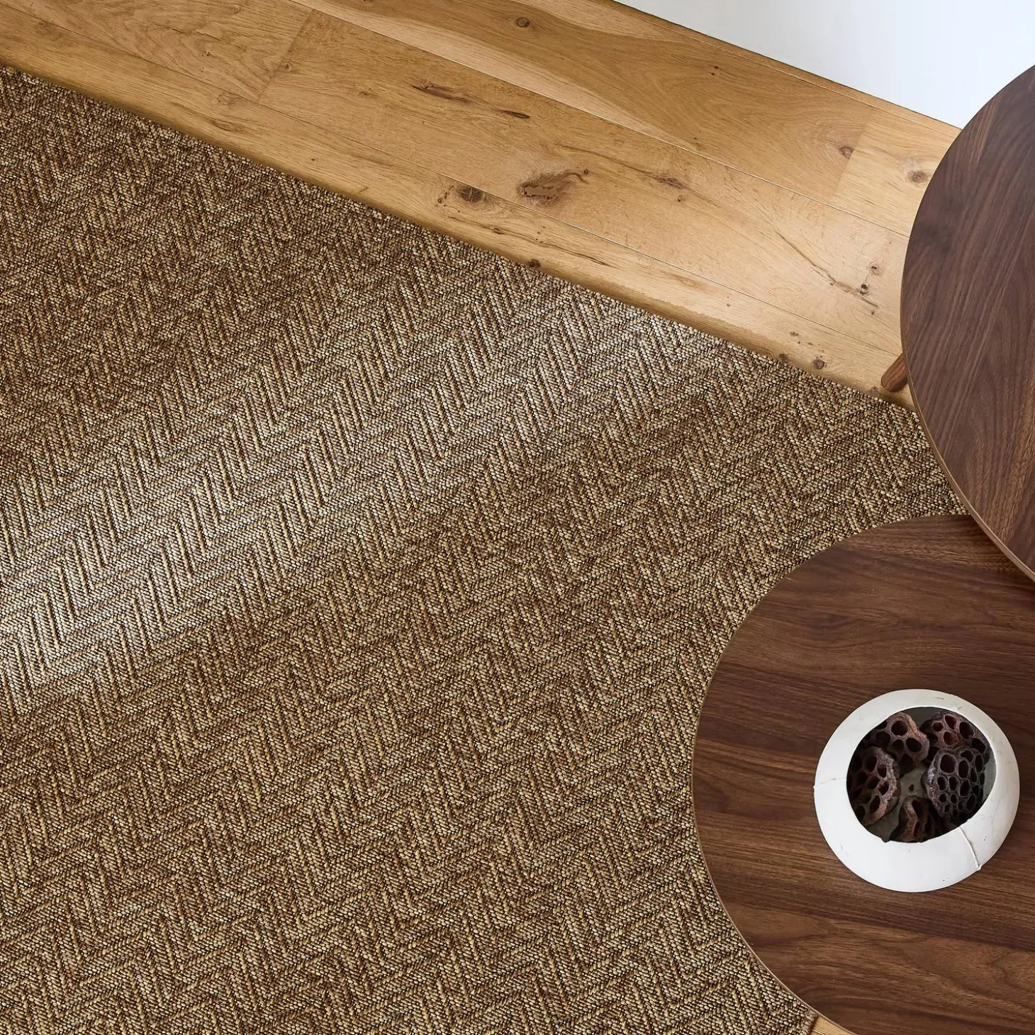 Karamelkleurig jute-effect vloerkleed voor binnen en buiten