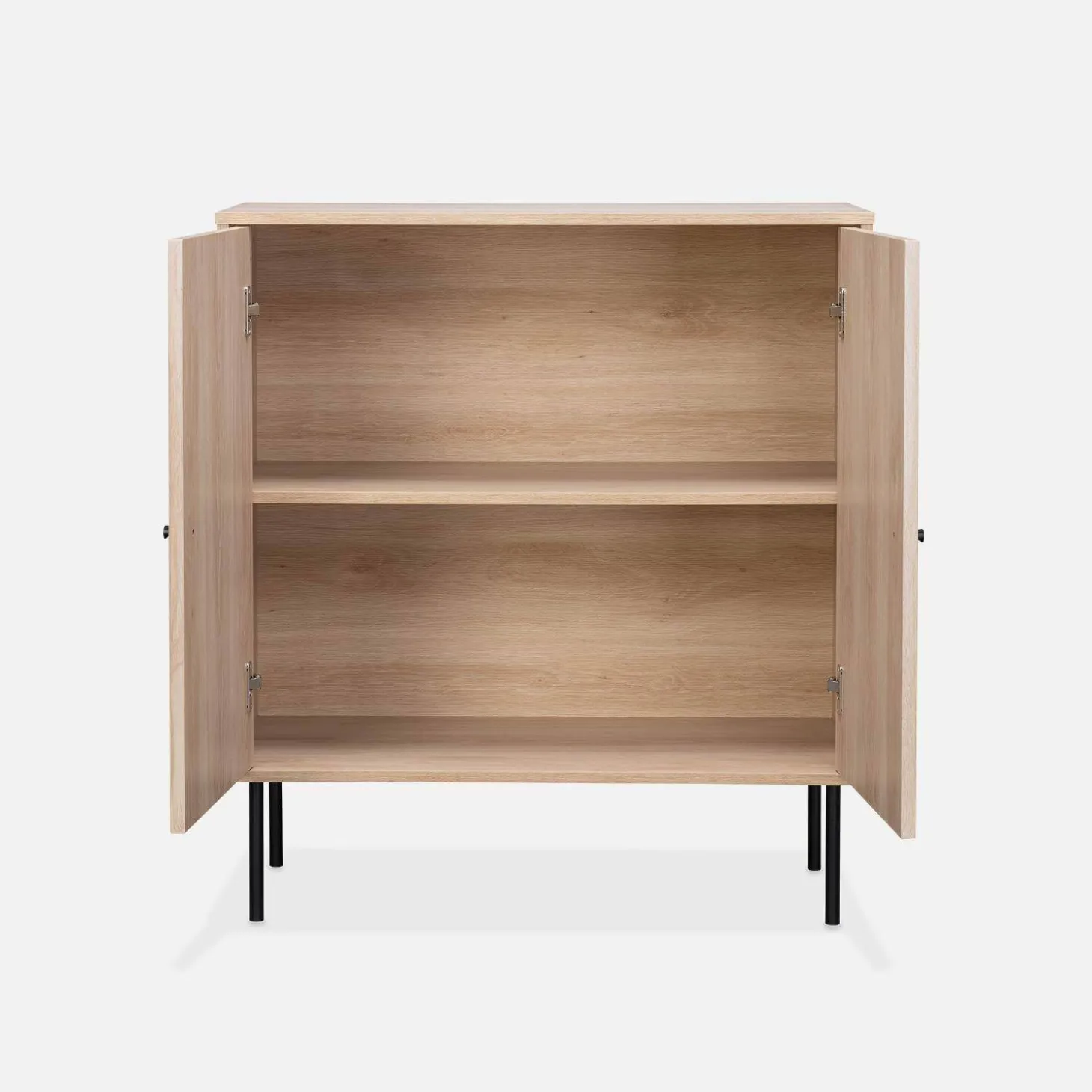 Kastje met 2 deuren gegroefd houtdecor 83,5cm