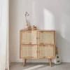 Kastje met 4 deuren houtdecor en rotan 80cm