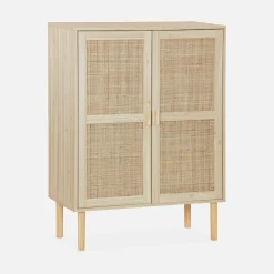 Kastje met 2 deuren rotan en houteffect 80cm