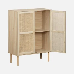 Kastje met 2 deuren rotan en houteffect 80cm