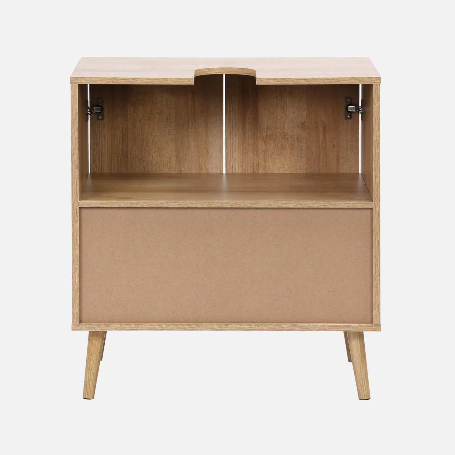 Kast onder wastafel met houtdecor en rotan
