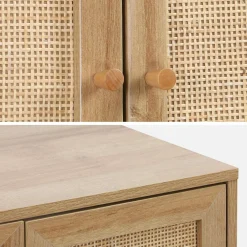 Kast onder wastafel met houtdecor en rotan