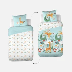 Katoenen omkeerbaar beddengoedset savanne / regenboog 1 persoons 140 x 200cm