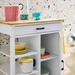 keukentrolley van rubberhout met handvat