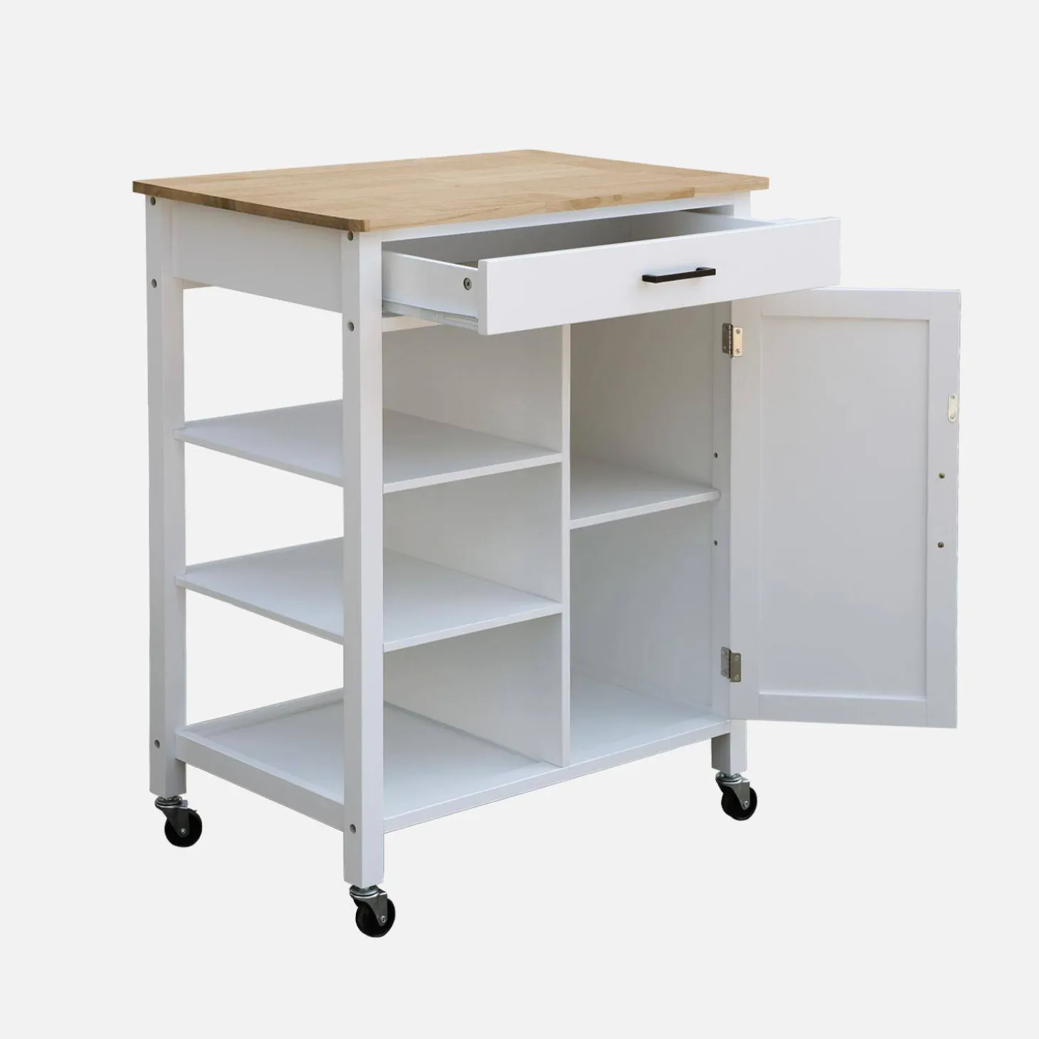 keukentrolley van rubberhout met handvat