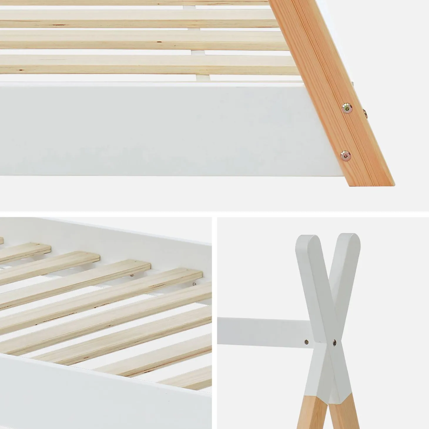 Kinderbed tipi, 90x190cm, lattenbodem inbegrepen