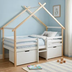 Kinderbed 90 x 190 cm grenenhout lattenbodem inbegrepen en 2 lades