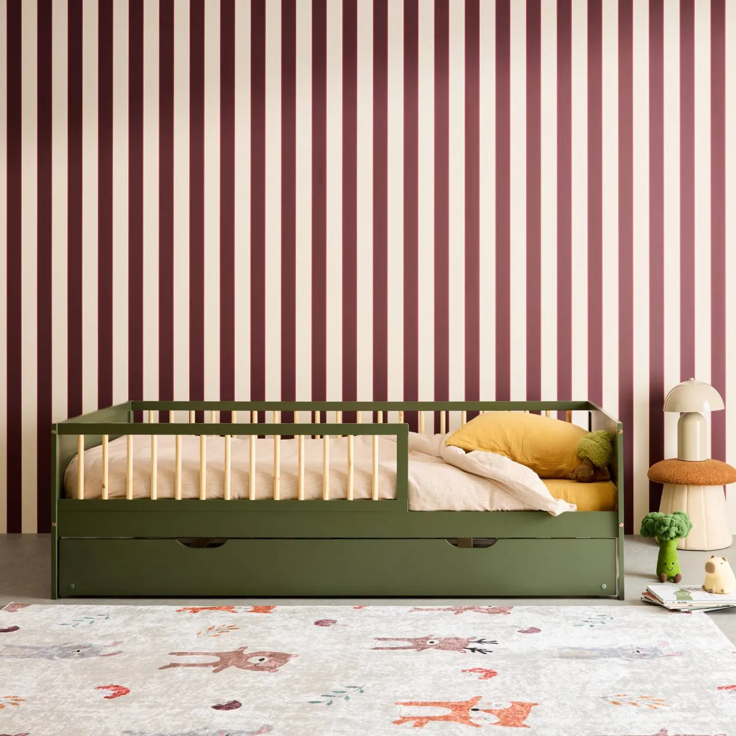 Kinderbed 90x190cm met lattenbodem en logeerlade dennenhout