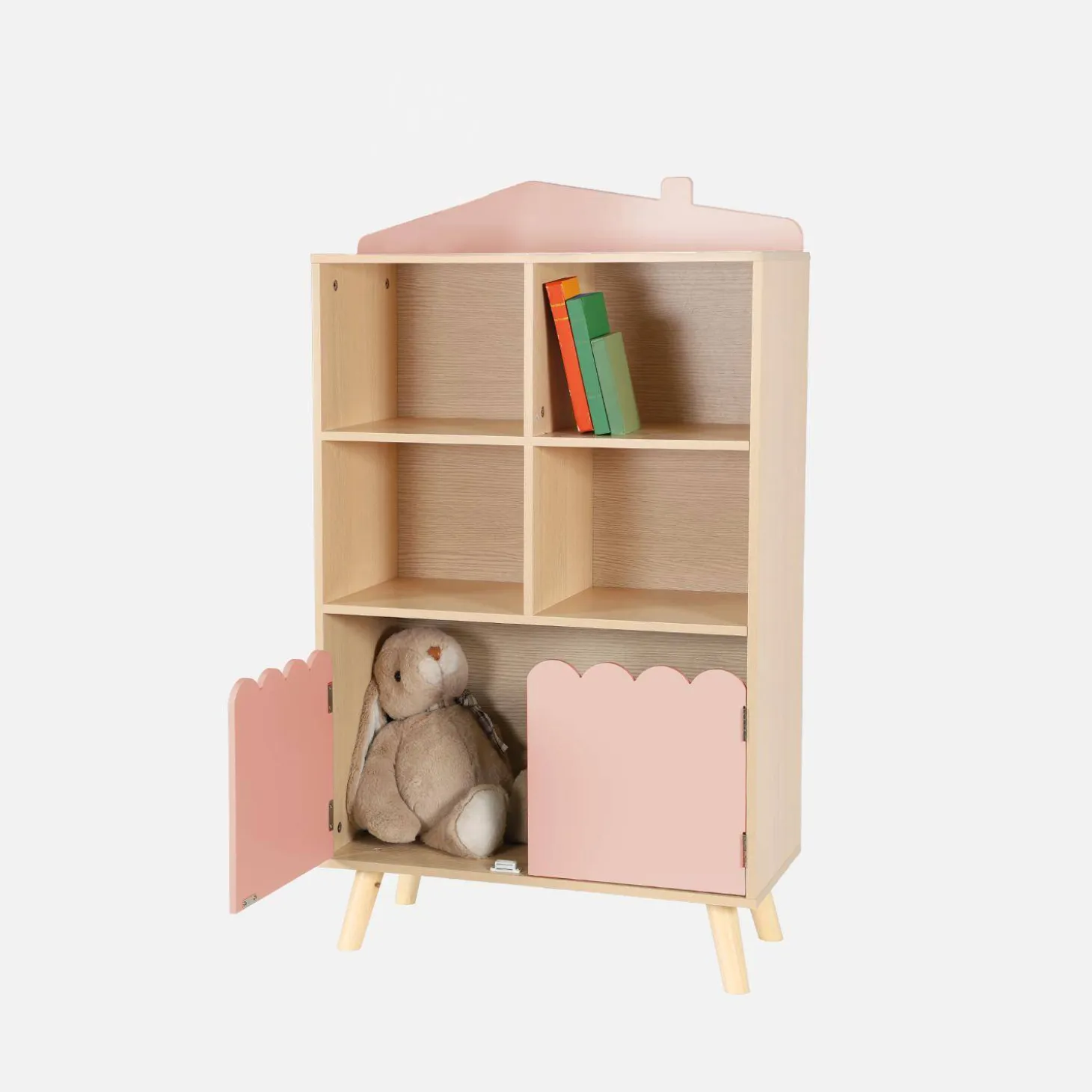 Kinderboekenkast met 2 deuren en 4 planken