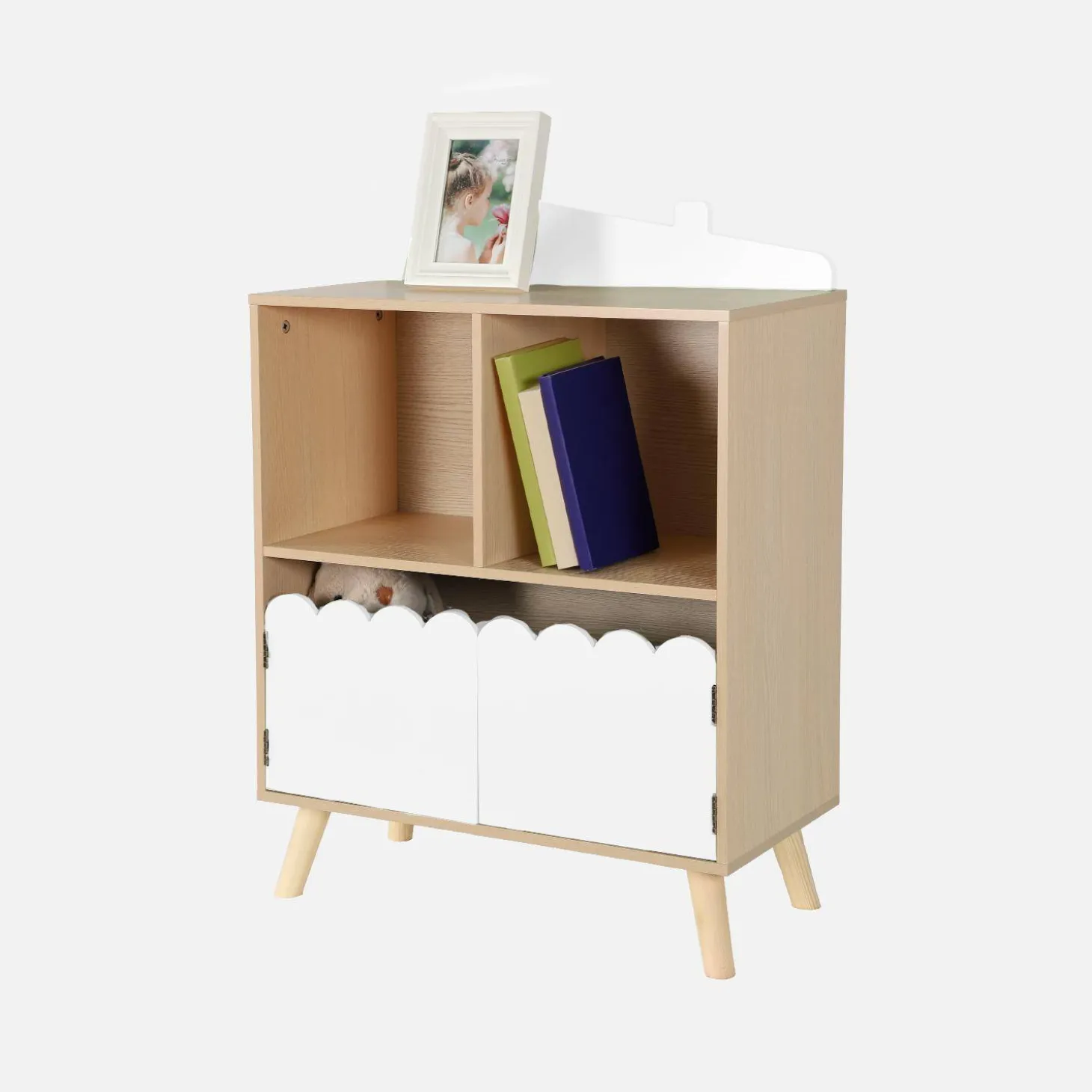 Kinderboekenkast met 2 planken en 2 deuren