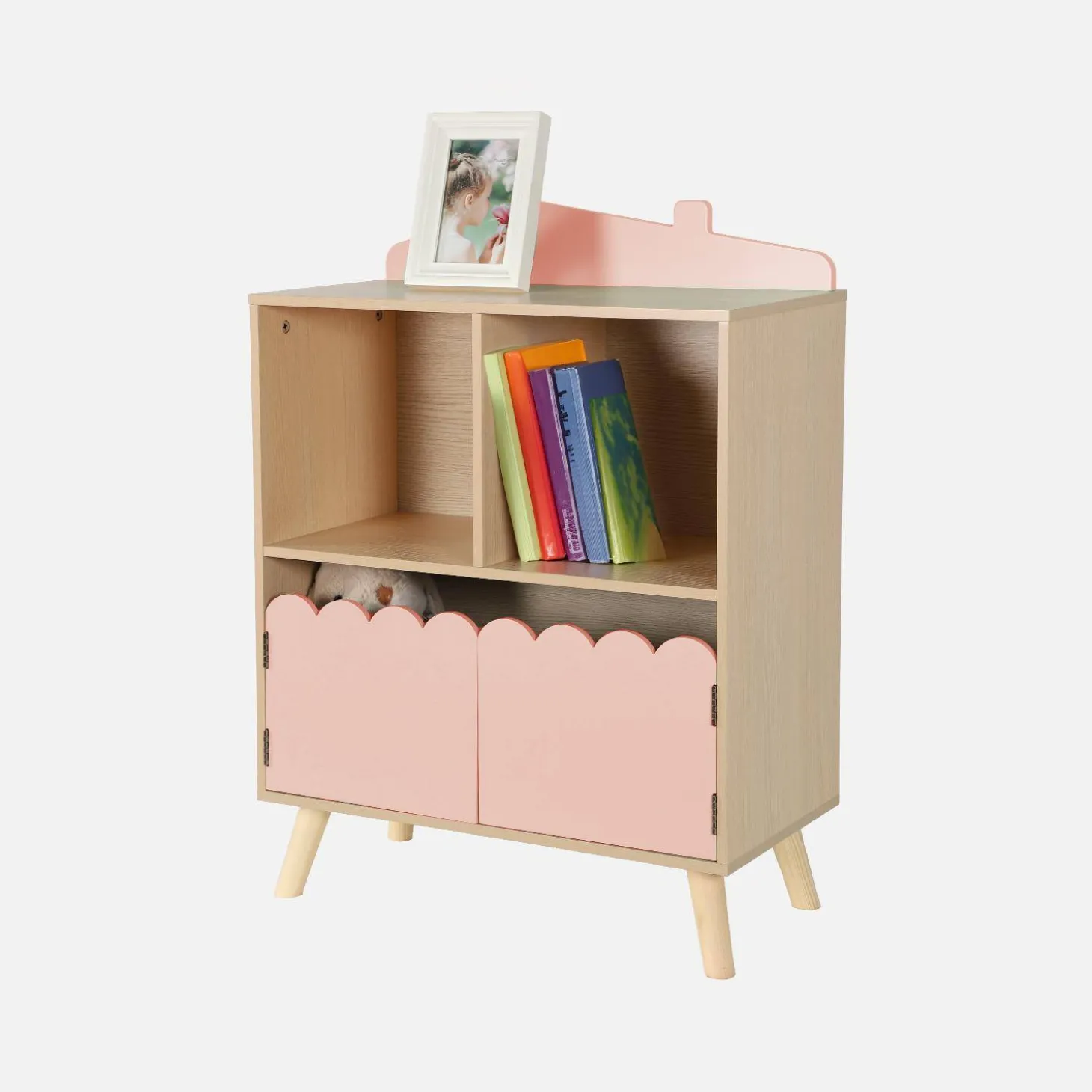 Kinderboekenkast met 2 planken en 2 deuren