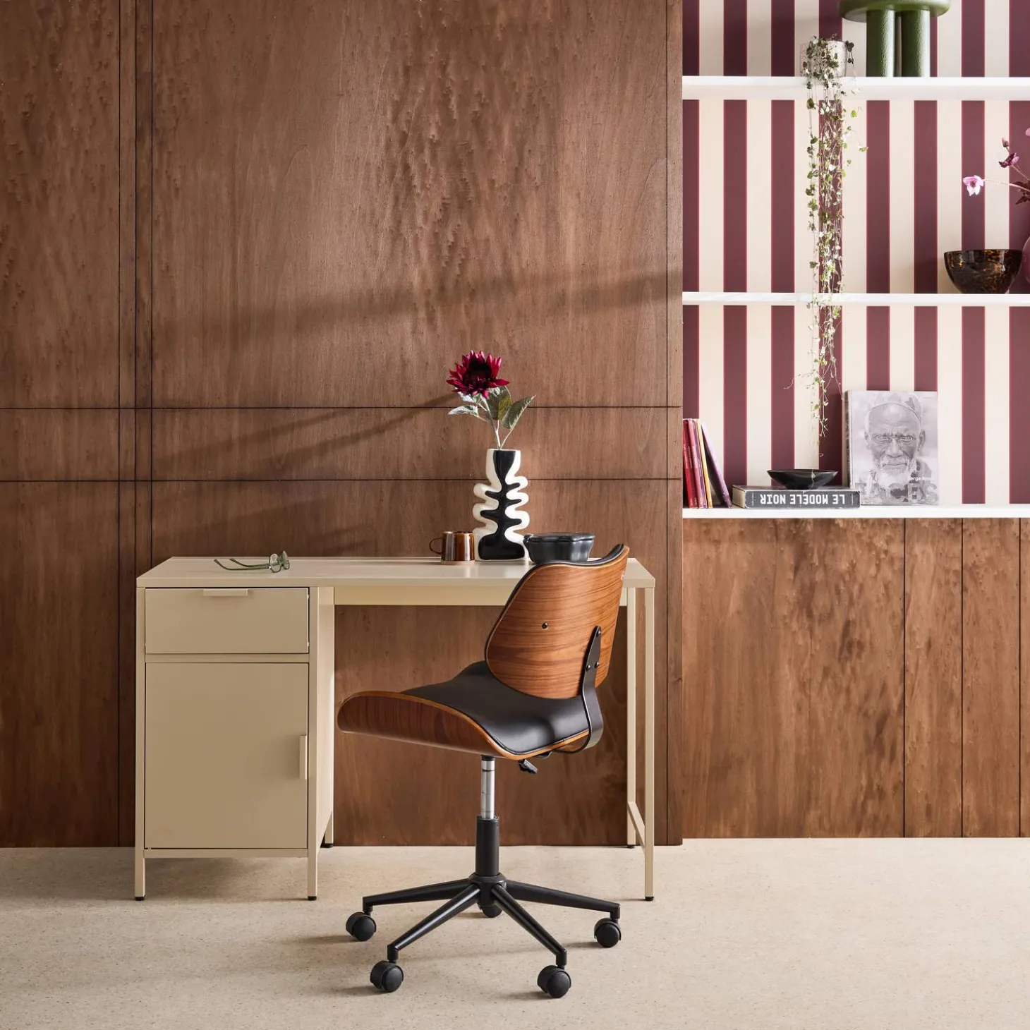 Kinderbureau metaal 1 deur en 1 lade