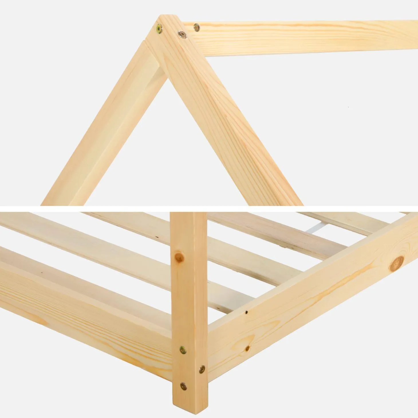 Kinderhutbed 90 x 190 cm in natuurlijk grenen, inclusief lattenbodem