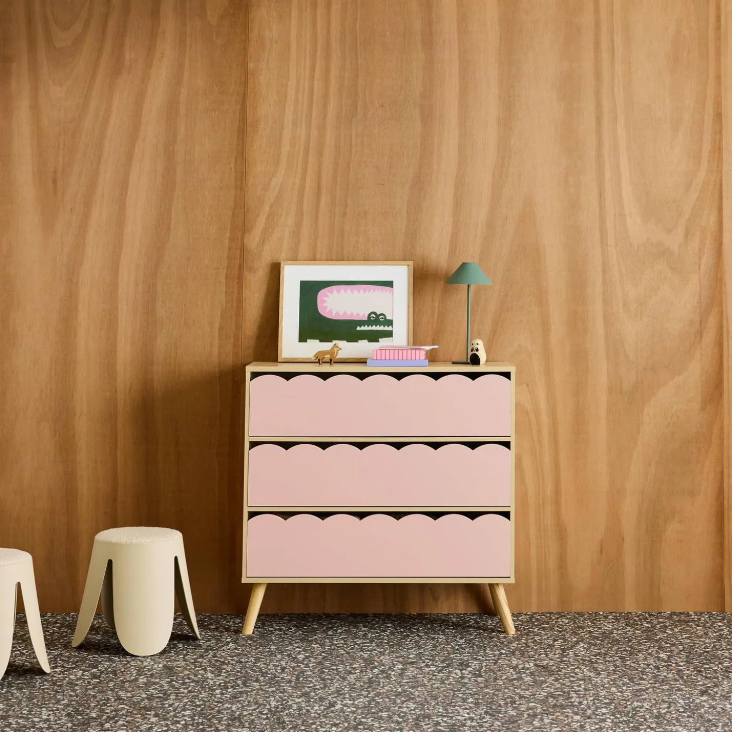 Kinderladekast houtdecor 3 lades